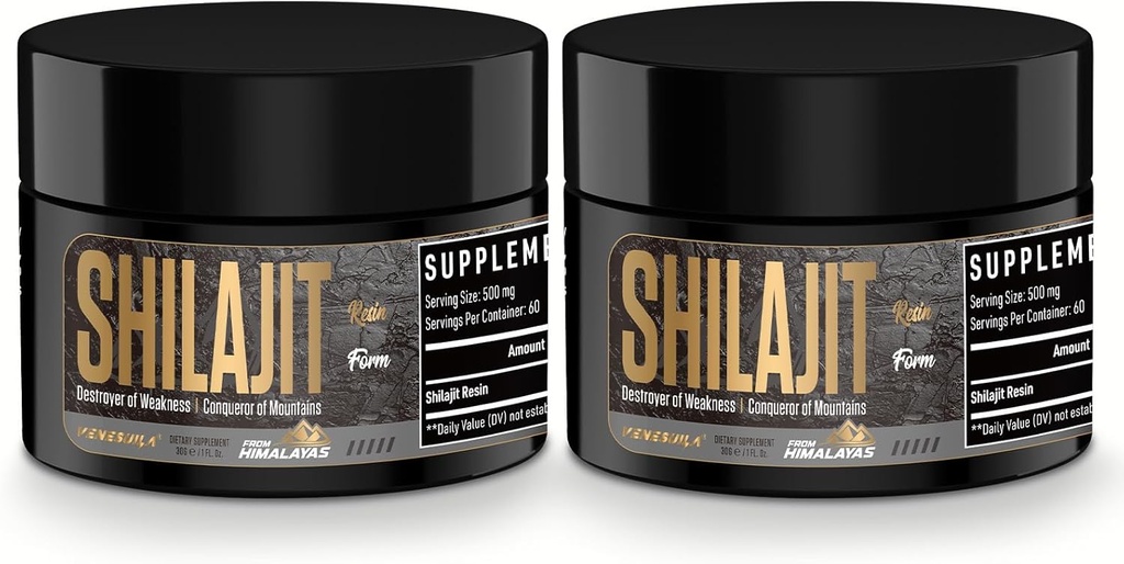 Shilajit Vaik - Orgaaniline Shilajit Vaik Kolmas osapool Testitud Rich 85 + Trace Minerals, Gold Grade Himalayan Pure Shiljait energia (1 Fl Oz (pakk 2)