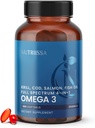 Nutriissa Full Spectrum Omega-3 - 2000 mg õlisegu (Krill, Cod & Salmon Oil) - 1175 mg Omega-3s (EPA, DHA & DPA) - EPEB sertifitseeritud, 3-kuuline varustus - süda, aju ja ühine tugi - 180 halal Softgels