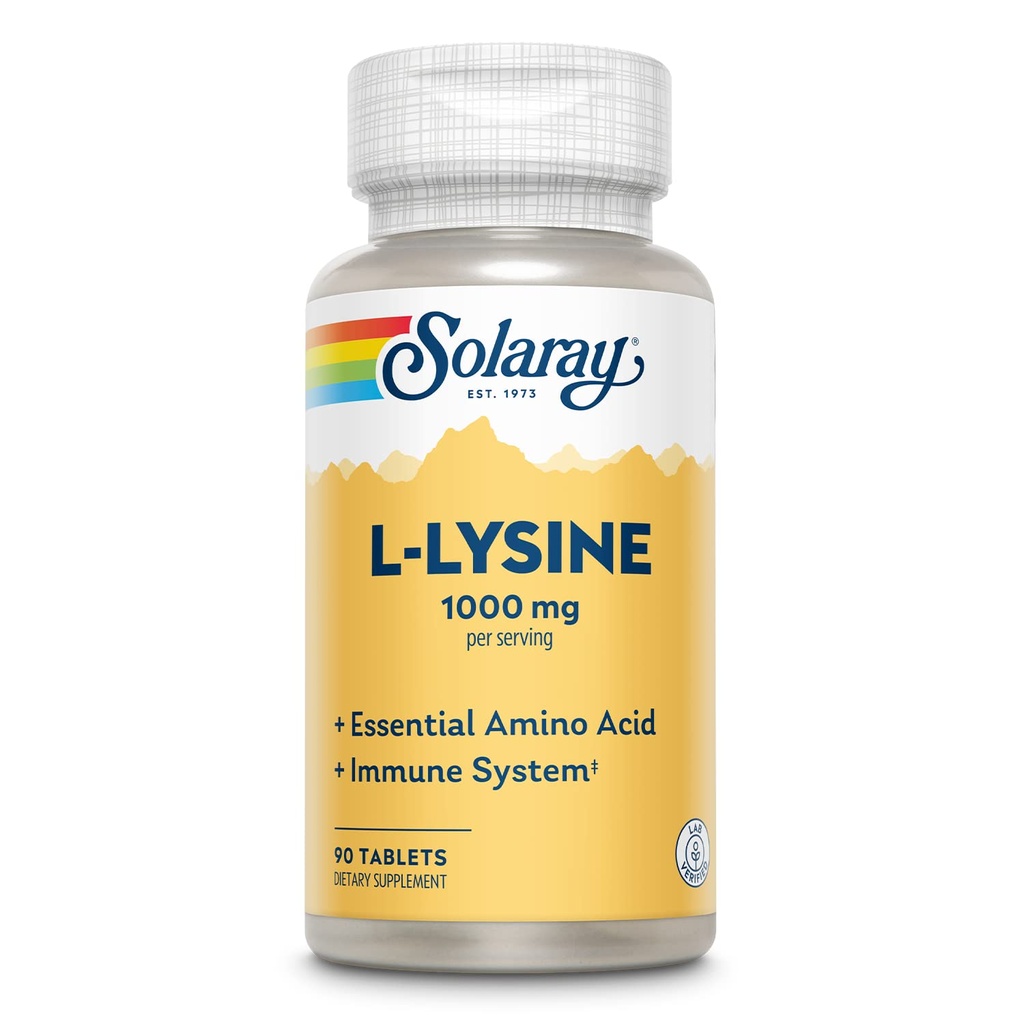 SOLARAY L lüsiin - vaba vormi oluline aminohape - immuunsüsteemi tugi täiendada 1000mg L-lüsiin, 1000mg C-vitamiini ja 25mg kelaat tsink - Lab kinnitatud, 60-päevane garantii, 30 Servings, 90 tabletti