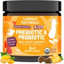 Llama Naturals Kids Probiootikumid Prebiootikumidega Kiud, Vegan, Orgaanilised Prebiootikumid Ja Probiootikumid Gummies Soolestiku Tervise Tugi, Väikelaste Real Fruit Gummy Vitamiinid, Ei Lisatud Suhkruroog, Virsiku Mango, 120 Ct