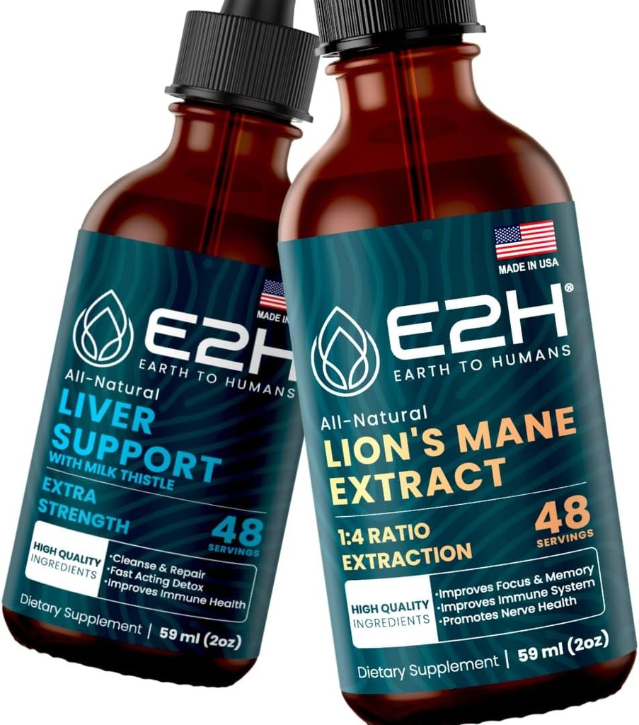 E2H: Maksatoetuslisand ja korditseps Seenelisa | Vegan, mitte-GMO - 2 Fl Oz Iga (4 Fl Oz kokku) - komplekt