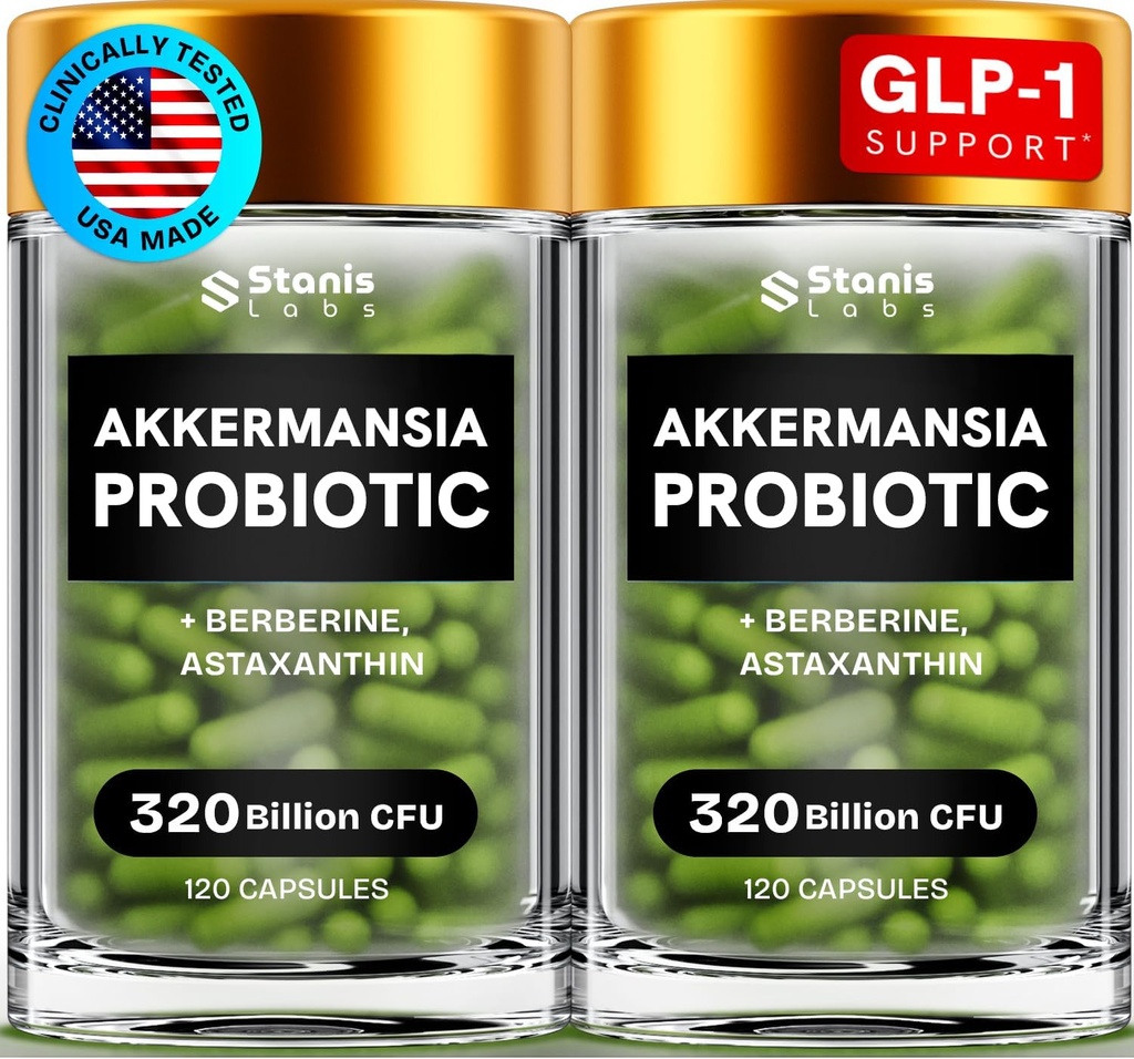 Akkermansia Muciniphila Probiootikumid 320 miljardit CFU | GLP-1 probiootikumid ja prebiootikumid | Akkermansia Probiootikumid soolestiku tervise jaoks | Inuliin Prebiootilised kiudkapslid Astaksantiin & Berberiin & kroomi 240 arv
