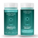 Iwi Omega-3 Minis & Heart Omega-3 Bundle, 30 Servings, Vegan Plant-Based vetikad Omega 3, Krill & Fish Oil Alternative, No Fishy Aftertaste