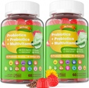 Vegan probiootikumid Gummies for Women & Men - Fiber Prebiootikumid Toidulisandid | 50 miljardit CFU Probiootikumid, Inuliin, Psyllium Husk & Multivitamiin soolestikule, seedimine ja immuuntervisele,2 Pack