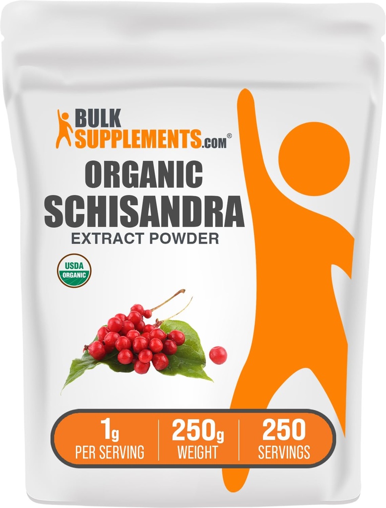 BulkSupplements.com Orgaaniline Schisandra ekstrakti pulber - Schisandra lisand, Schisandra marjadest, taimsest lisandist - gluteenivaba - 1 g ühe serveerimise kohta, 250 g (8,8 oz) (pakk 1)
