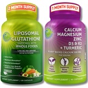 UURINGUD Liposomaalne glutatioon 500mg, mis on rikastatud orgaaniliste täistoitudega + taimepõhine kaltsium, magneesium, tsink, D3 ja K2 kurkumiga - vegan, mitte-GMO, puhas igapäevane tervisetoetus