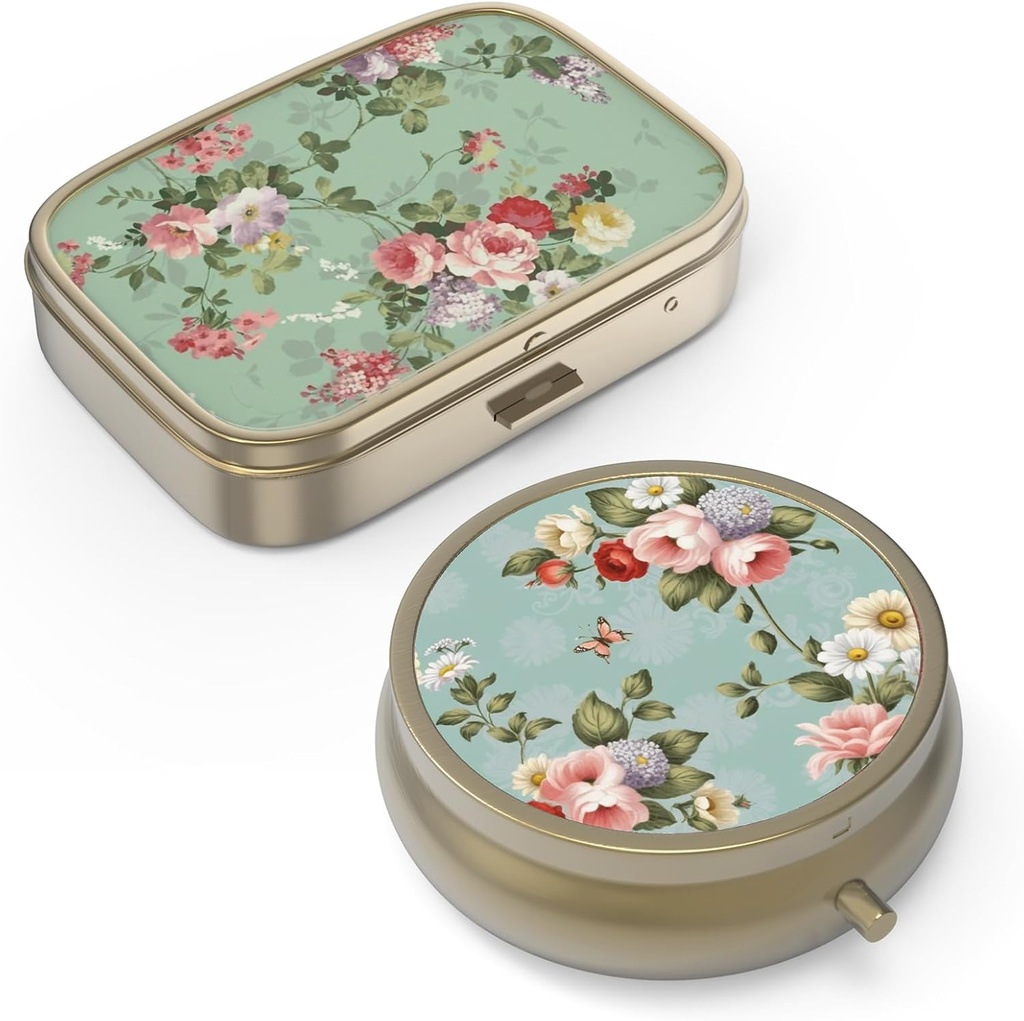 Pill Case Box koos peegliga Retro Väike pillid juhul rahakoti või tasku pronksi pillid kasti või vitamiine, kalaõli, toidulisandeid, pillid sisaldavad reisikingitusi (2PCS)