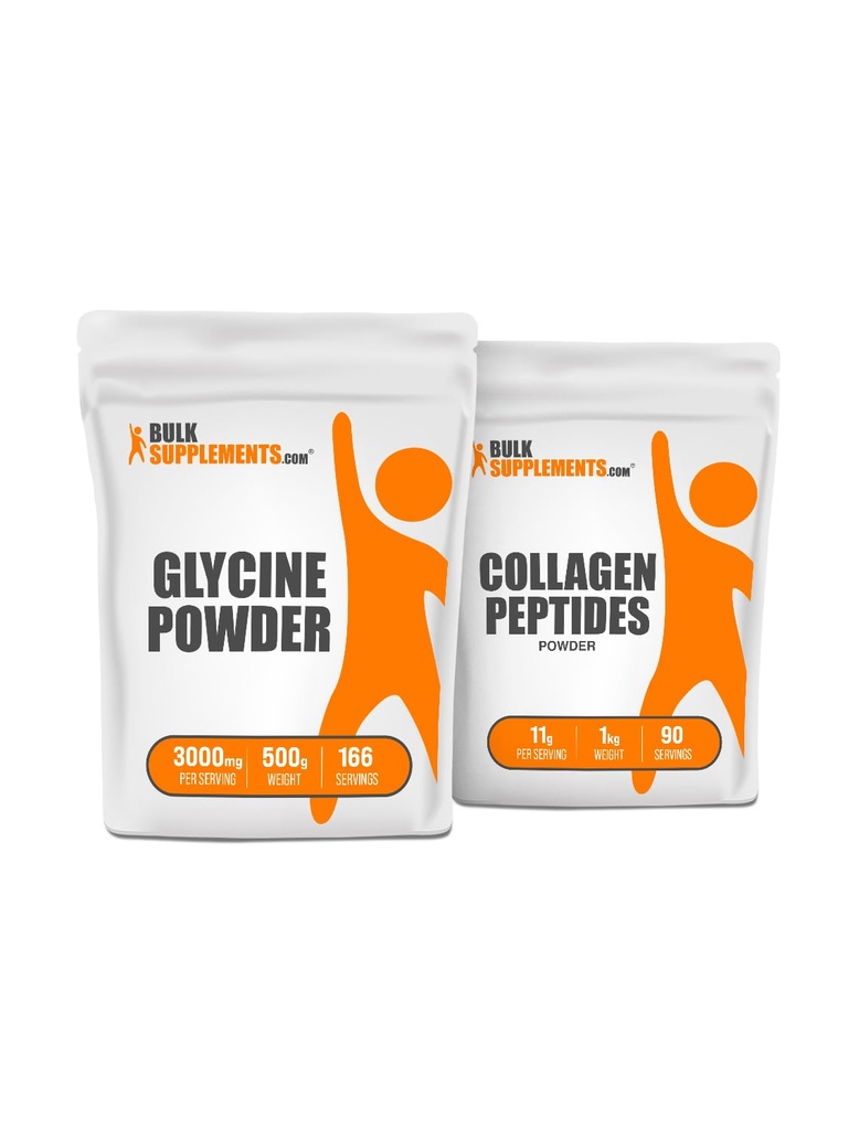 BulkSupplements Glycine 500 g + kollageenpeptiidid 1 kg Bundle