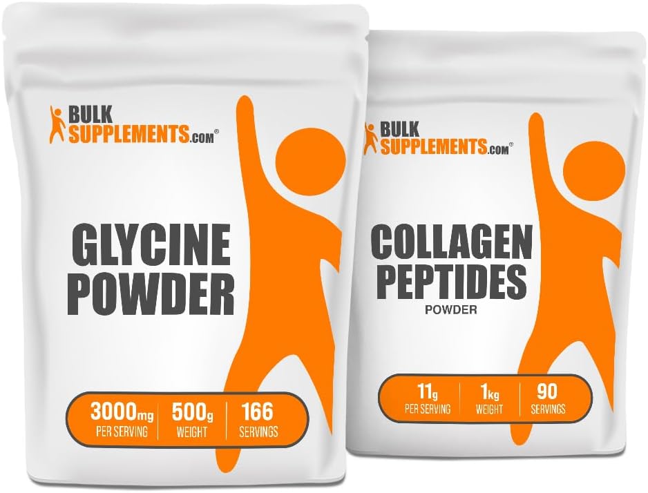 BulkSupplements Glycine 500 g + kollageenpeptiidid 1 kg Bundle