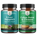 Bund Maksapuhastuse Detox & Remond Complex ja Colon Cleanser & Detox - Taimse Maksa Toetav täiendus Silymarin Milk - Lactobacillus Acidophilus Probiootiline täiendus Keha Puhastus