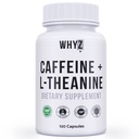 WHYZ kofeiini pillid L-Theanine, 120 kapslit, Nootropic Stack energia pillid, energia vitamiinid püsiva energia fookuse ja kognitiivse funktsiooni, L Theanine kofeiini energia toidulisandeid naistele ja meestele