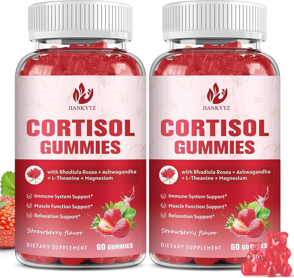 (2 Pack) Cortisol Supplement Gummies for Women with Rhodiola Rosea, Ashwagandha, Magnesium, Balanced Cortisol, Zzz Support, Non-GMO,120 Gummies