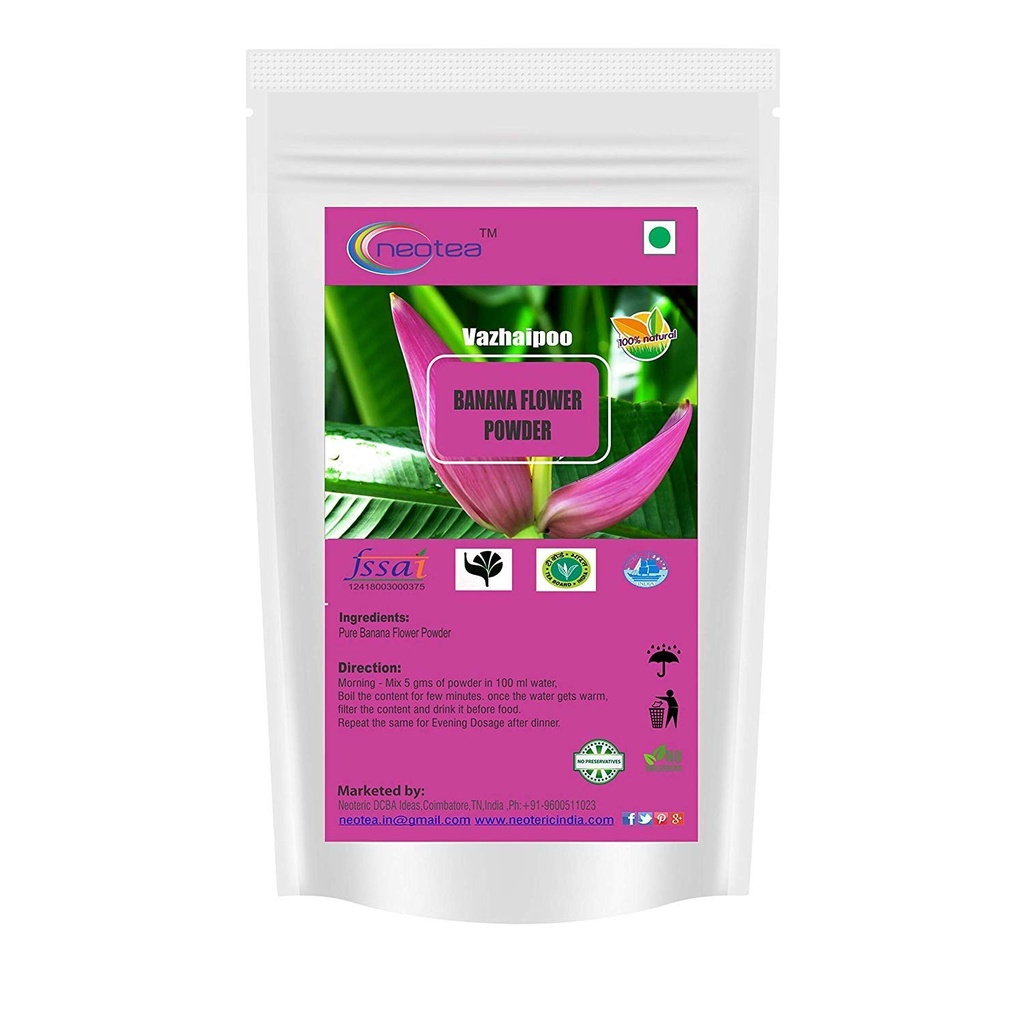 Neotea Musa Lillepulber | Vazhaipoo Pulber | Orgaaniline Banaanilillepulber | Kiurikas | Gluteenivaba, Vegan Superfood | Ideaalne smuutidele, küpsetamisele ja küpsetamisele | 100% looduslik, mitte-GMO 300 GM