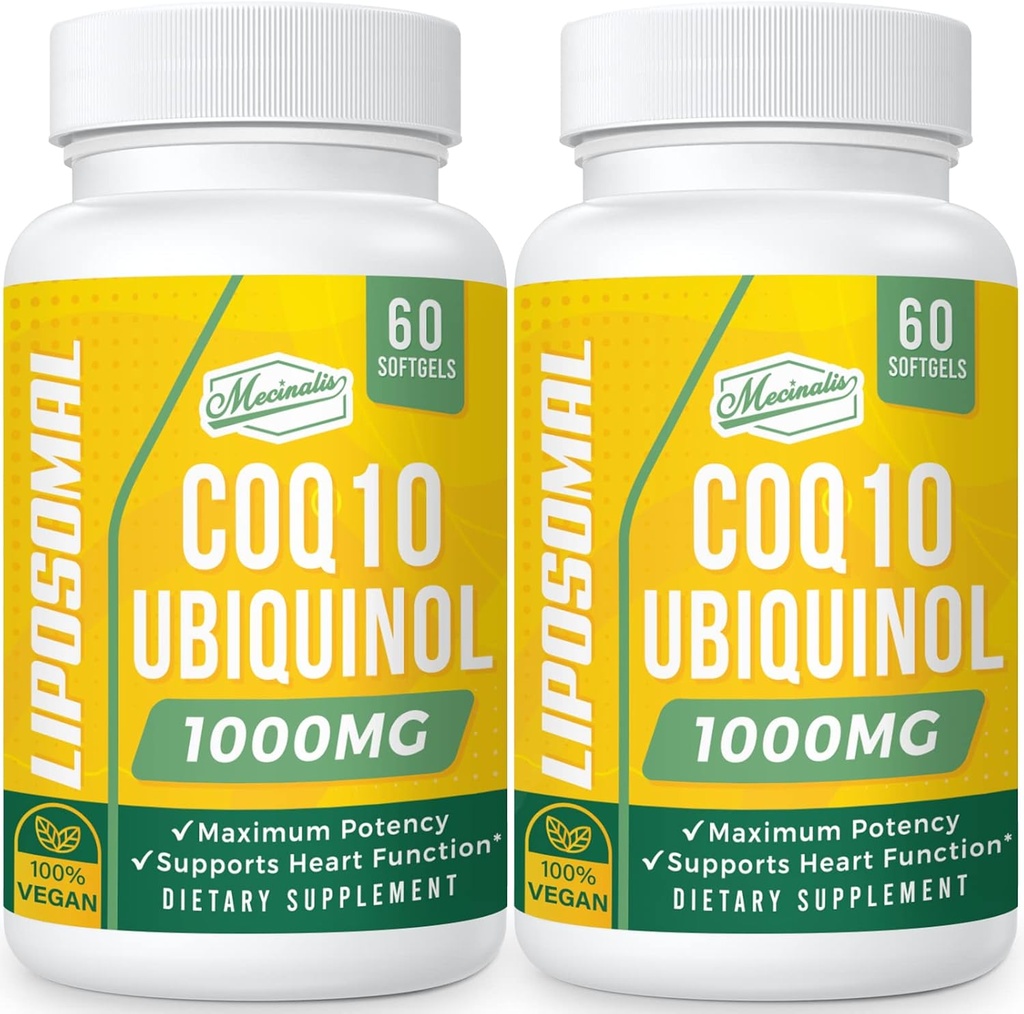1000mg Liposomal CoQ10 Softgels | Better Absorption CoQ10 Ubikinol Supplement | Heart Function & Energy Production | Active Antioxidant Form of Vegan Coenzyme Q10 | Non-GMO | 120 Softgels