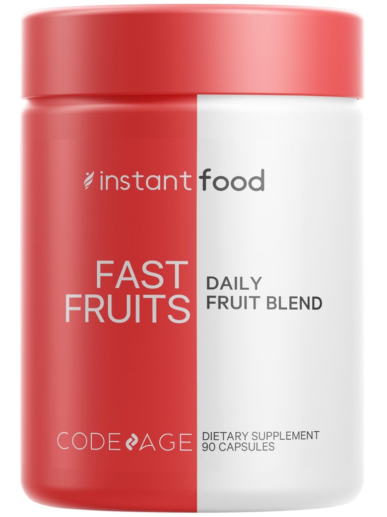 Codeage Instantfood Fast Fruits, Over 15 Fruits Powders Equivalent All-in-One, Vegan Daily Whole Food Vitamiinid - Marjad, Antioksüdandid Polüfenoolid ja Bioflavonoid Multivitamiin, Non-GMO, 90 kapslit
