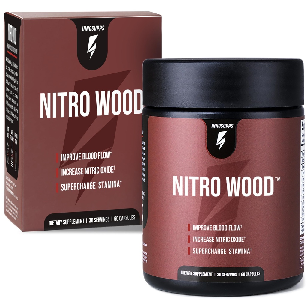 InnoSupps Nitro Wood - toetab tervislikku verevoolu | lämmastikoksiidi lisand | looduslik immuunsuse tugi | (60 taimekapslit)