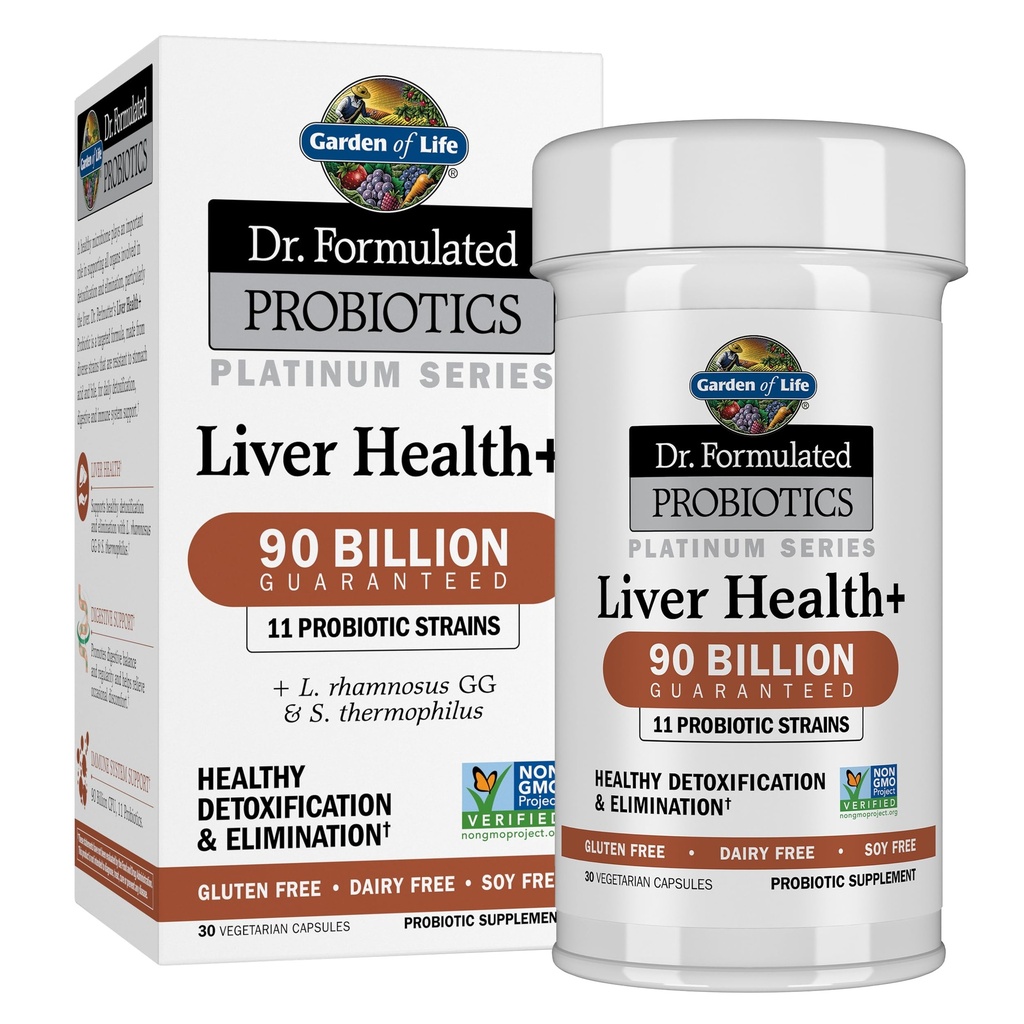 Formuleeritud probiootikumid Platinum seeria Maksatervis + 90 miljardit CFU Garanteeritud, üks päev probiootikum tervisliku detoksifitseerimise ja eliminatsiooni toetuseks, Vegan, Gluteenivaba, 30 kapslit