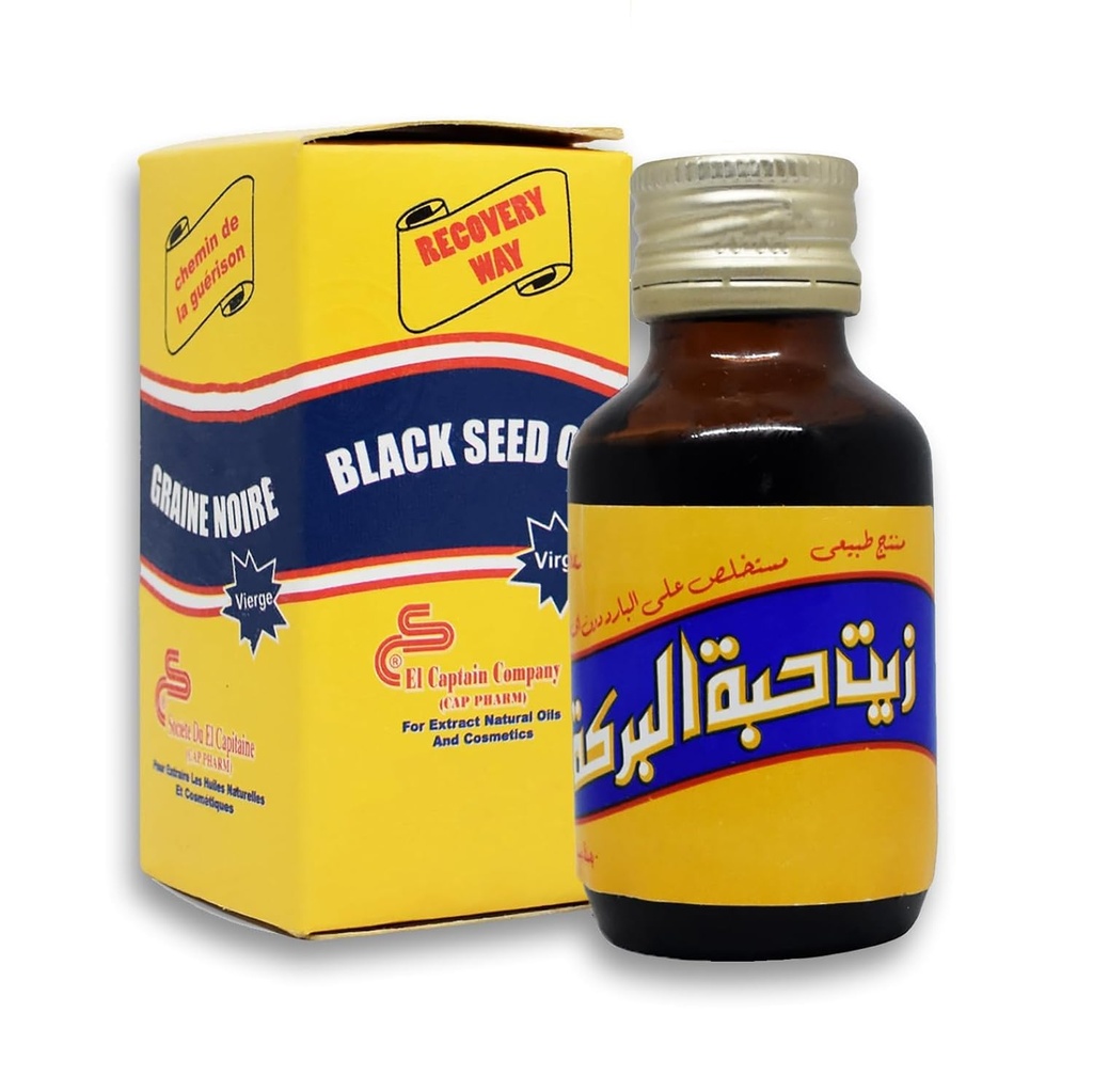 EGYPT EKSPORD Puhas külmpressitud musta seemne õli ElCaptain Al Captain Pure Natural Raw Nigella Sativa Halal (2,11 oz/60 ml)