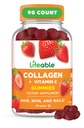 Elujõuline kollageenpeptiidid Gummies | 100mg koos C-vitamiiniga | suurepärane maitsega kollageenilisandid | Taimsed juuste nahk ja küüned kummikud | Kollageenkummid täiskasvanutele, meestele, naistele | 90 Gummies
