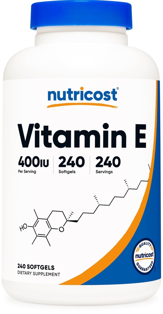 Nutrikost Vitamiin E 400 RÜ, 240 Softgel Kapslid - Gluteenivaba, Non-GMO