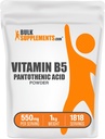 BulkSupplements.com Vitamiin B5 pulber - kaltsiumpantotenaat, B5 vitamiinid - gluteenivaba, 500mg B5-vitamiini pantoteenhapet serveerimise kohta, 1 kg (2,2 naela) (pakk 1)