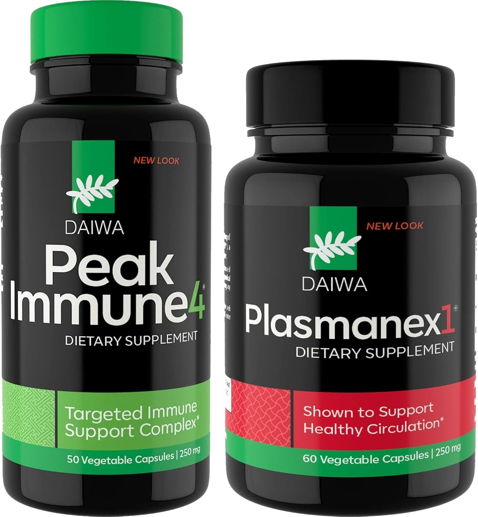 Daiwa Peak Immune 4 - looduslik immuunsüsteemi võimendaja + Daiwa Plasmanex 1 – Vere tsirkulatsiooni täiendus