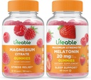 Elujõuline magneesium + melatoniin 20 mg, Gummies Bundle - suurepärane maitse, vitamiinilisand, Gluteenivaba, GMO-vaba, närimiskumm