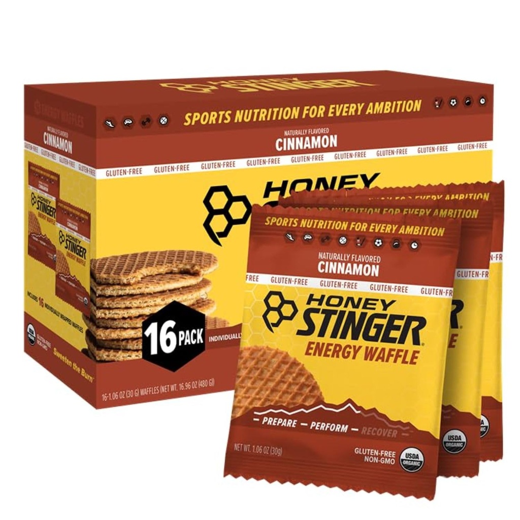 Honey Stinger Organic Gluten Free Cinnamon Vahvlid, Energia Stroopwafel treeninguks, vastupidavuseks ja jõudluseks, Sport Toitumine kodus ja jõusaalis, Pre ja Post Treening, Karp 16 Vahvlit, 16.96 Ounces