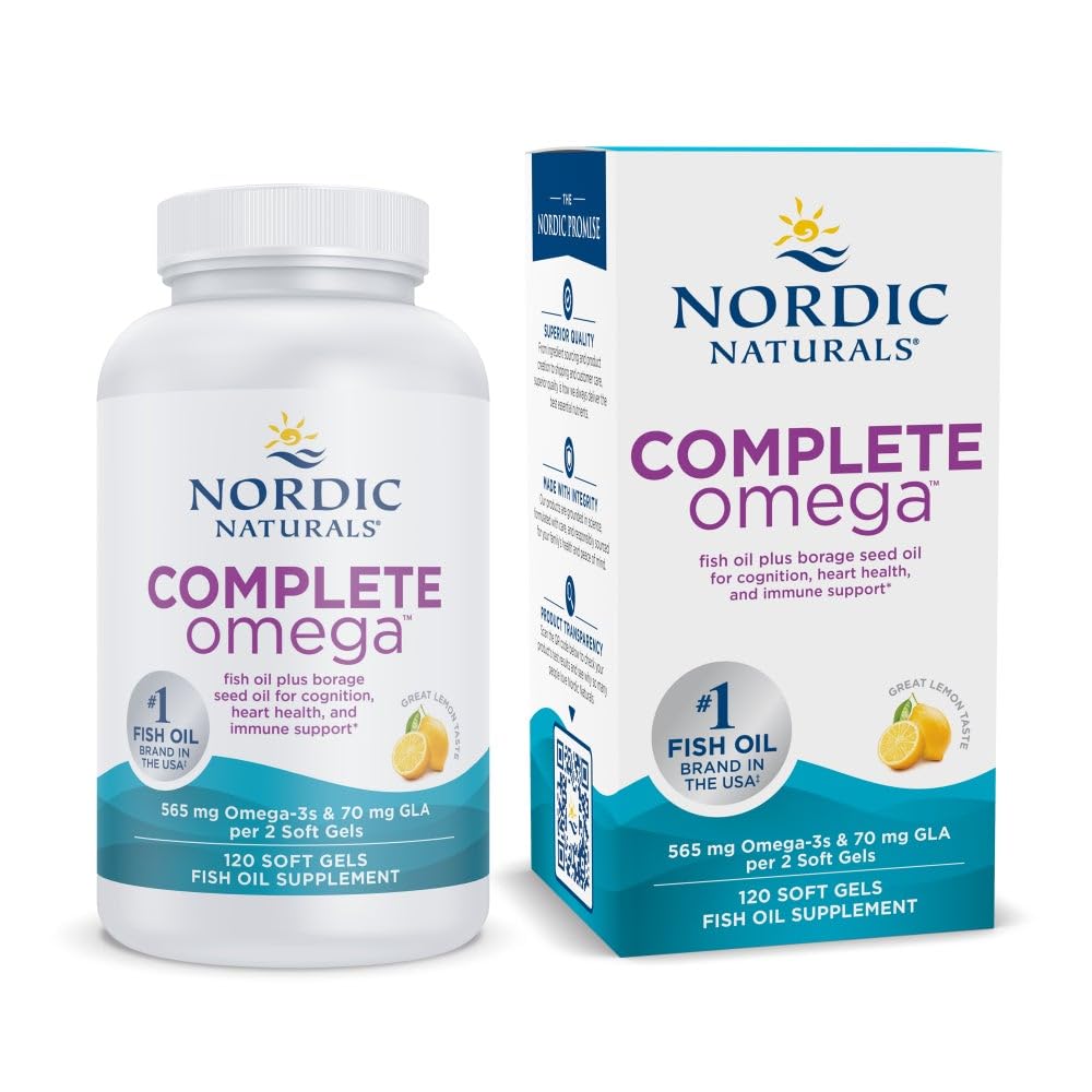 Nordic Naturals Complete Omega, Sidrun Flavor - 120 Soft Gels - 565 mg Omega-3 - EPA & DHA koos lisatud GLA - Tervislik nahk, tunnetus, positiivne meeleolu - Non-GMO - 60 Servings