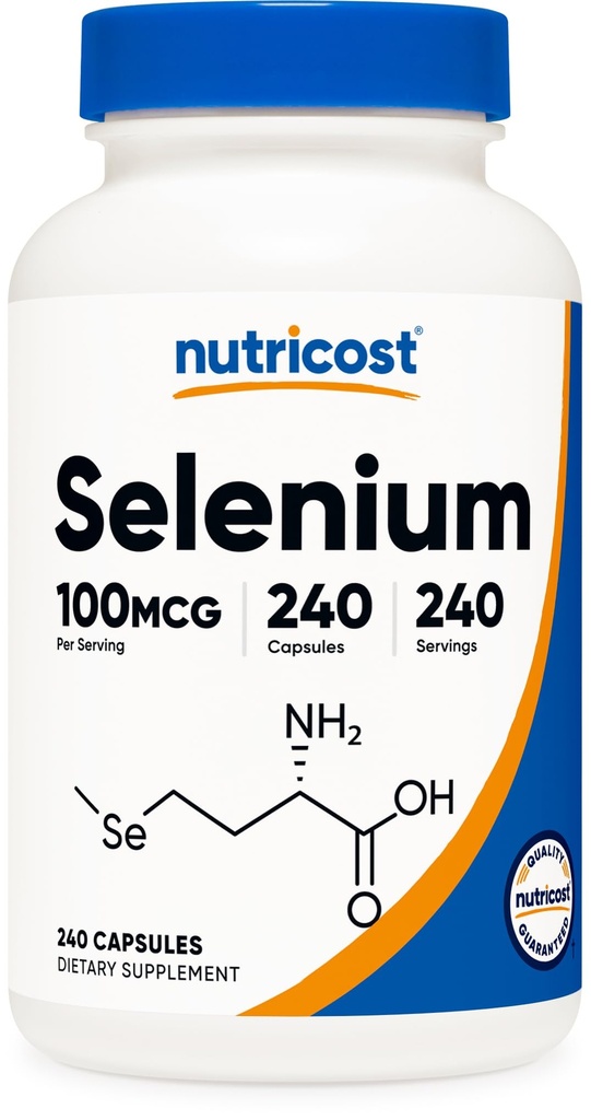Nutricost Selenium Supplement 100mcg, 240 Kapslid, Taimetoitlane, Gluteenivaba & Non-GMO