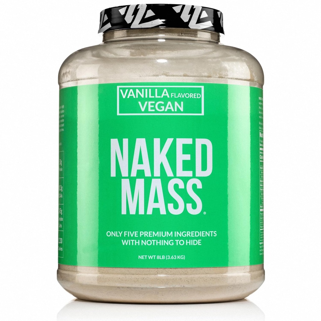NAKED Vegan Mass - Vanilla Vegan Kaalulangetaja - 1230 Kalorit, Mitte-GMO, Soja Ja Gluteeni Vaba, Ei Kunstlike Koostisosade - 8LB Bulk - 11 Servings