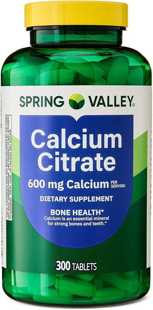 Spring Valley Kaltsiumtsitraadi tabletid Toidulisand, 600 mg, 300 Count. - New Look