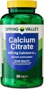 Spring Valley Kaltsiumtsitraadi tabletid Toidulisand, 600 mg, 300 Count. - New Look