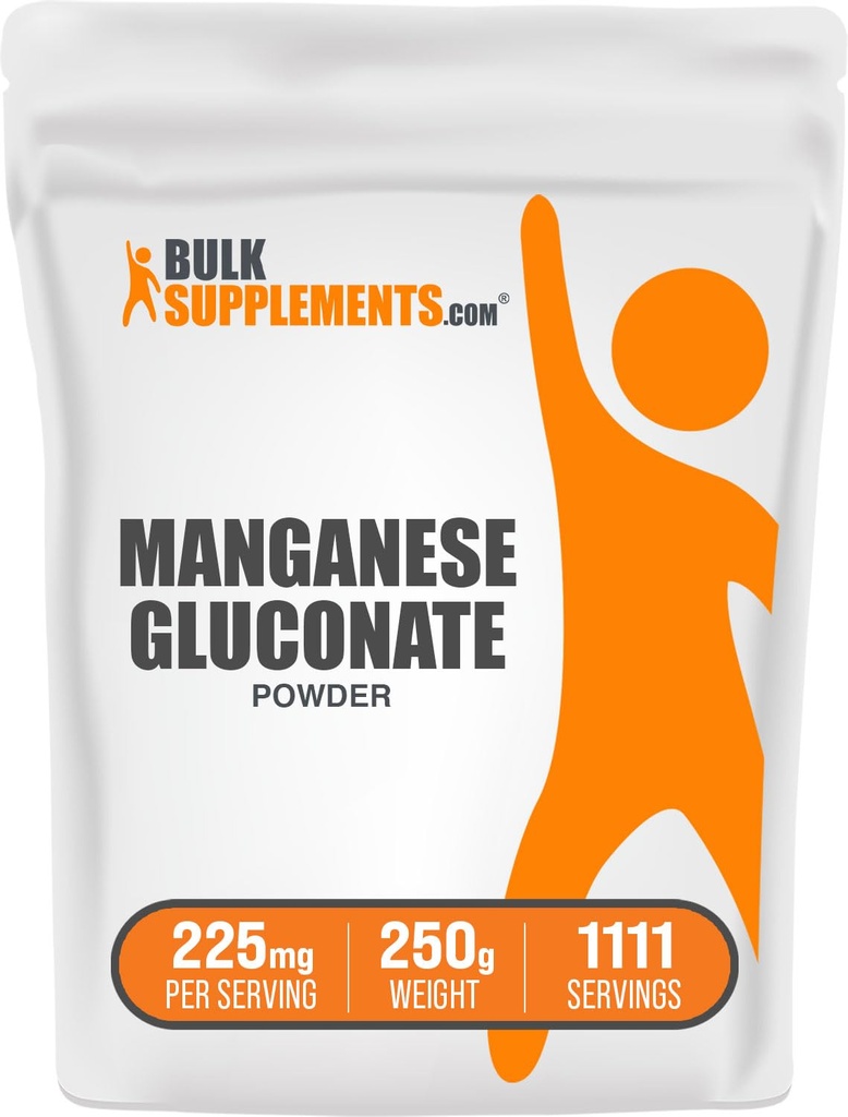 BulkSupplements.com Mangaani glükonaadipulber - mangaanilisand, oluline jälje mineraal - kõrge neeldumine & gluteenivaba, 225 mg serveerimise kohta, 250 g (8,8 oz) (pakk 1)