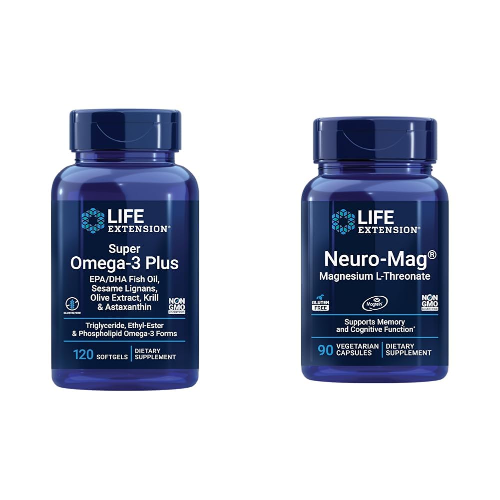 Life Extension Super Omega-3 Plus EPA / DHA Fish Oil, Seesame Lignans & Neuromag Magneesium L-treonaat