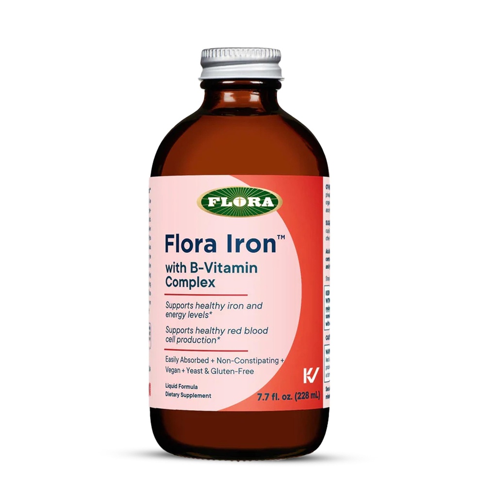 Flora Raud - Vegan Vequid Raualisand B-vitamiinidega - pakub punaste vereliblede ja energiatoetust - Pärmivaba ja gluteenivaba - maitsva puuviljamahla baasi - 7,7 fl. oz. Klaaspudel
