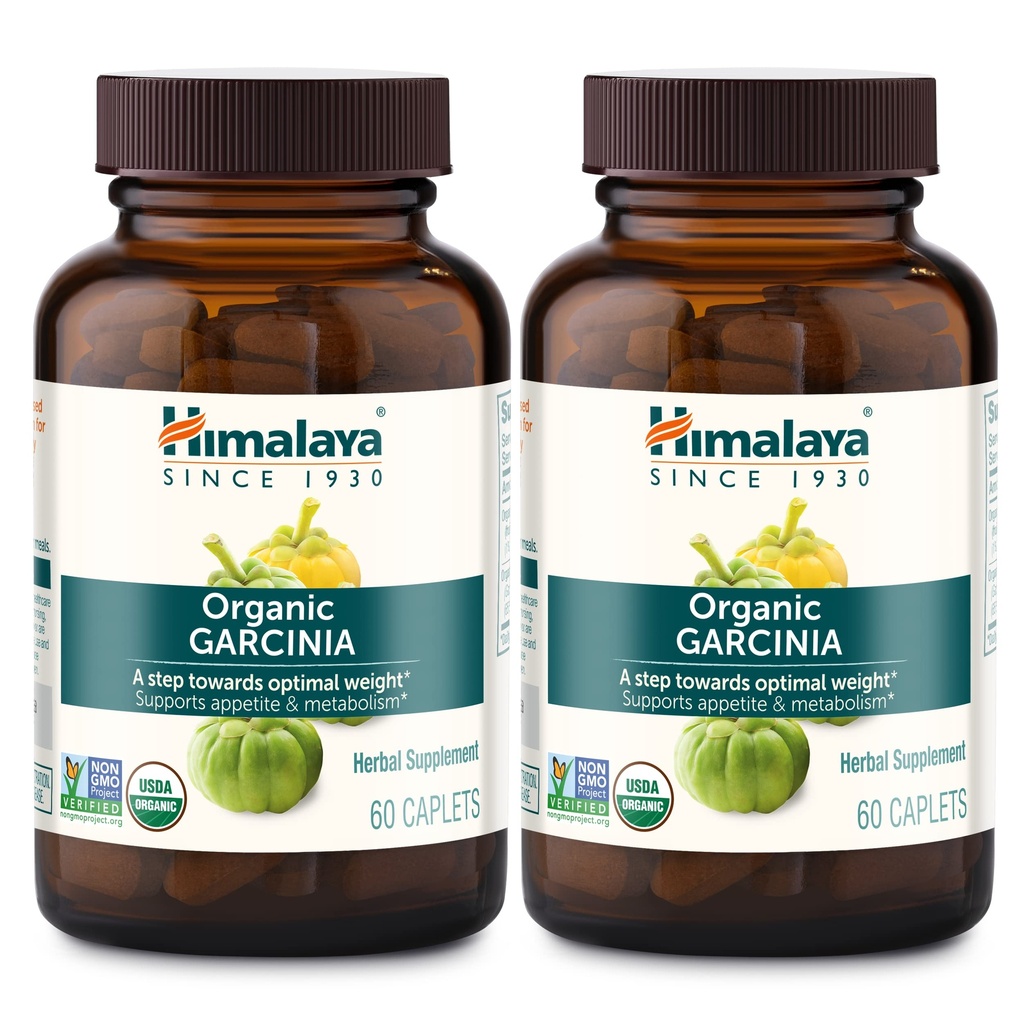 Himaalaja orgaaniline gartsiinia Cambogia Taimne täiendus, söögiisu tugi, lipiidide ainevahetus, kaalutoetus, USDA orgaaniline, mitte-GMO, Vegan, 600 mg, 60 taimepõhist kapslit, 2 Pack
