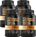4-in-1 kurkum ja küüslaugu täiendused bioperiiniga - 2360mg kurkum ingveri juurkapslid küüslauguga - kõrge tugevusega taimse segu (120 ct, 4 pakend)