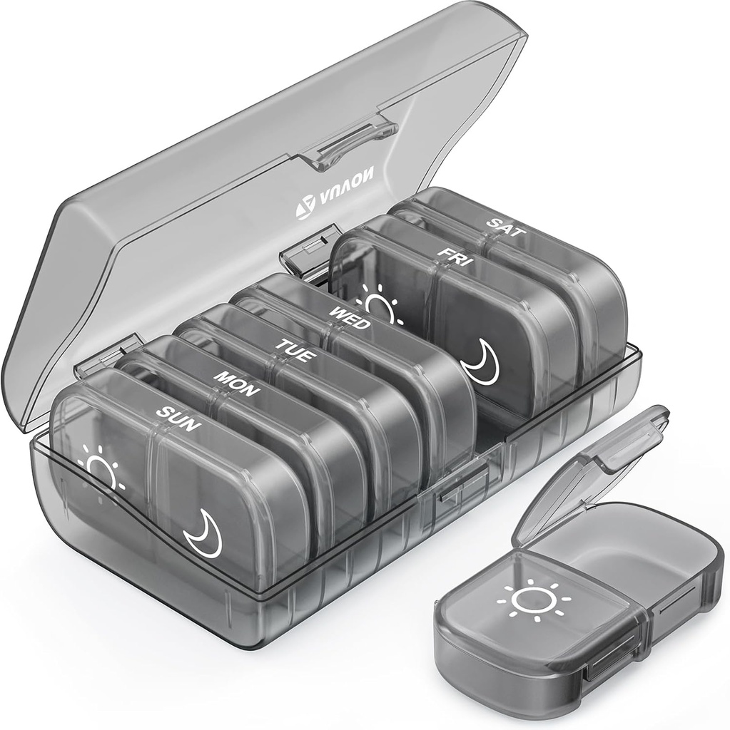 AUVON XL Weekly Pill Korraldaja 2 korda päevas, Pill Box 7 päeva ühe külje suured avaused lihtne kasutada, Hall AM PM Pill Juhtum ravimid, vitamiinid, kalaõlid, toidulisandid