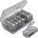 AUVON XL Weekly Pill Organizer 2 Times a Day, Pill Box 7 Day with One-Side Large Openings for Easy to Use, Gray AM PM Pill Case for Medication, Vitamins, Fish Oils, Supplements
