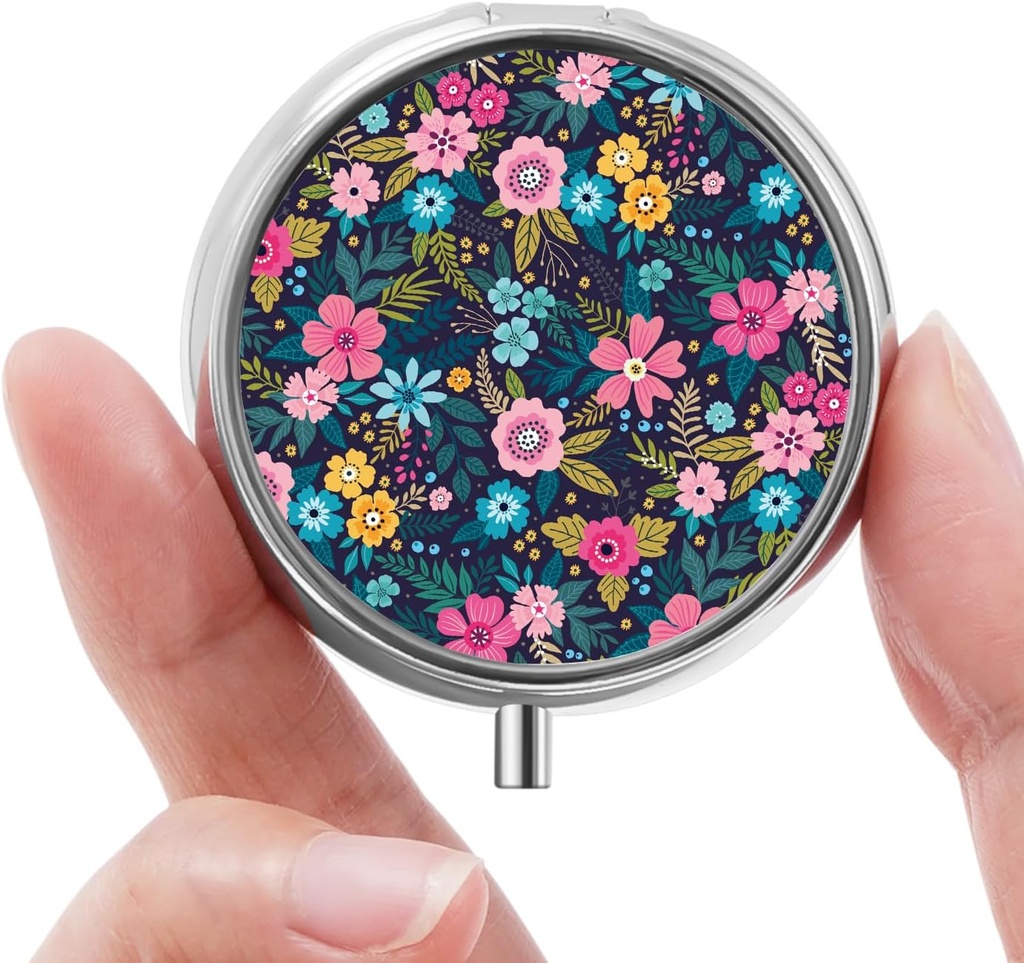 Mini Pill Box, Väike Pill Box, Portable Pill Box, Cute Pill Korraldaja vitamiine, ravimeid, kalaõli ja toidulisandeid (Floral)