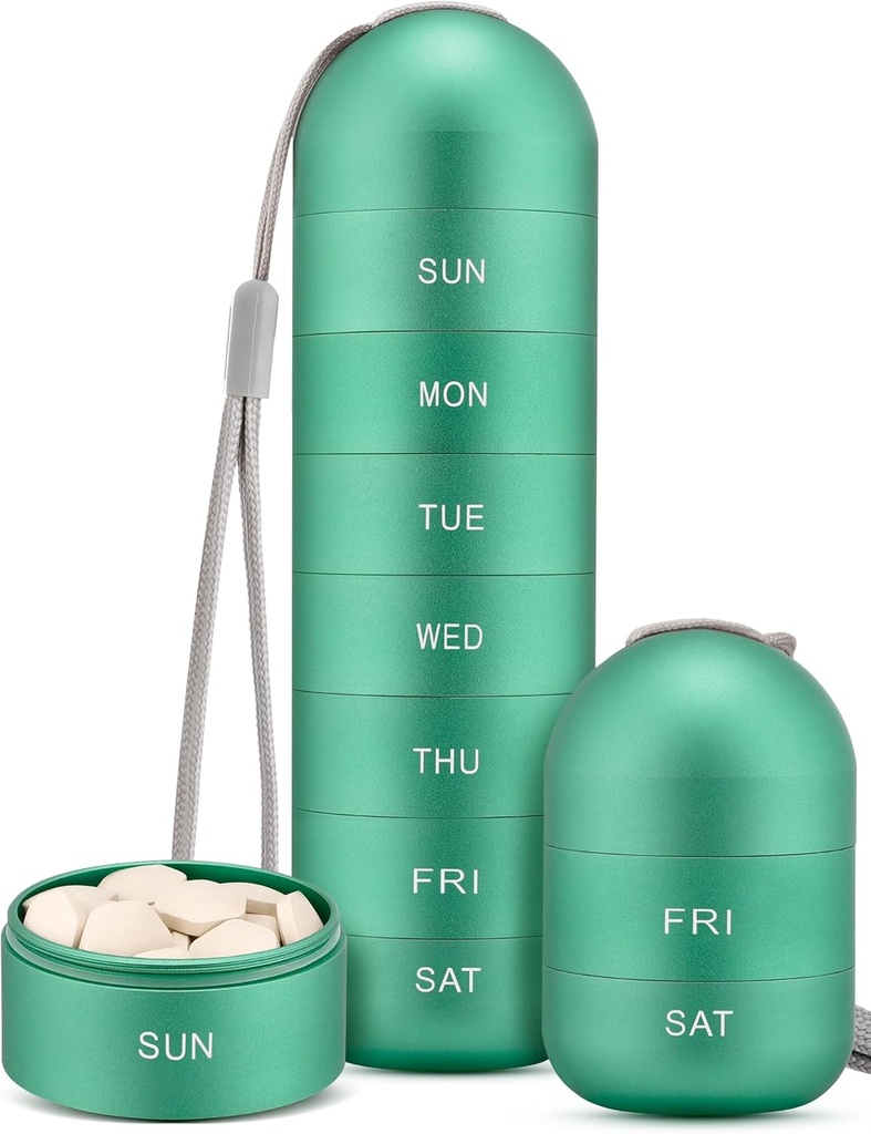 Zannaki Metal Moisture Proof Weekly Pill Korraldaja, virnastatav Alumiinium Alloy BPA Tasuta Reisimine Matka 7 päeva Pill Box Juhul Veekindel ja suur osa hoida pillid, vitamiinid, kalaõli, toidulisandeid