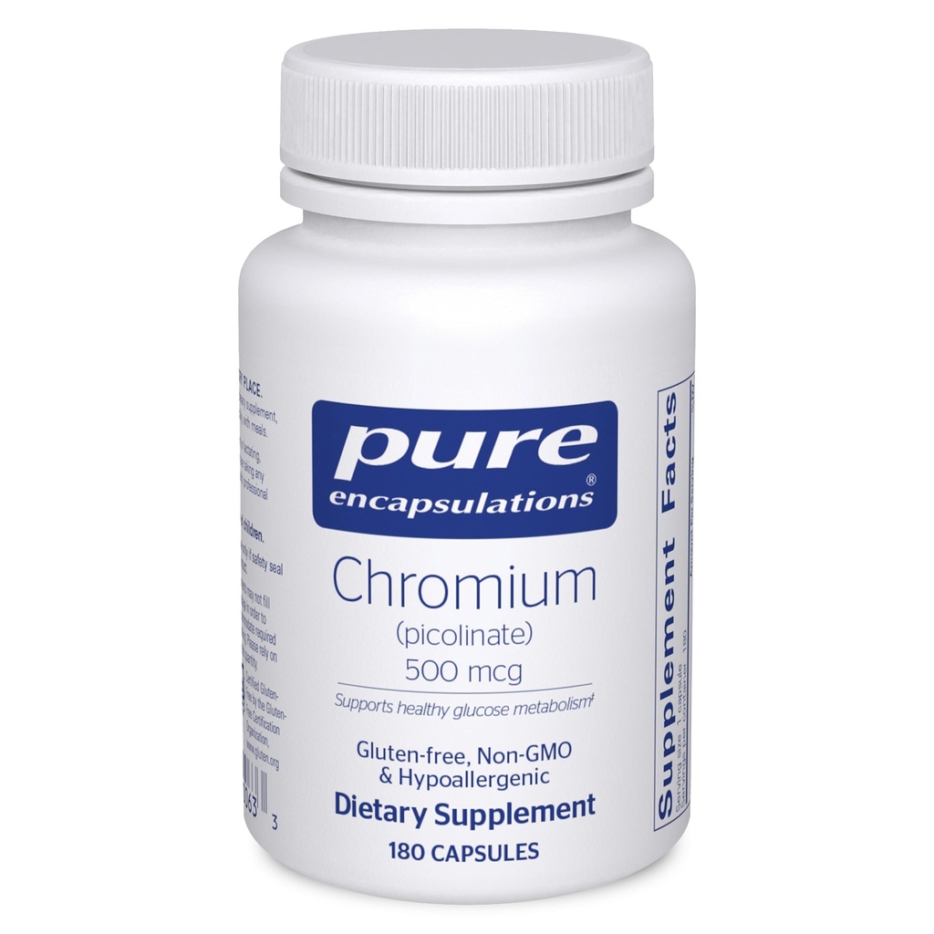 Puhas kapseldamine Kroom (pikolinaat) 500 mcg - lipiidide ja süsivesikute jaoks Ainevahetus * - Mineraallisand - Superior Imendumine Kroom Lisand - Vegan & Gluteenivaba - 180 kapslit