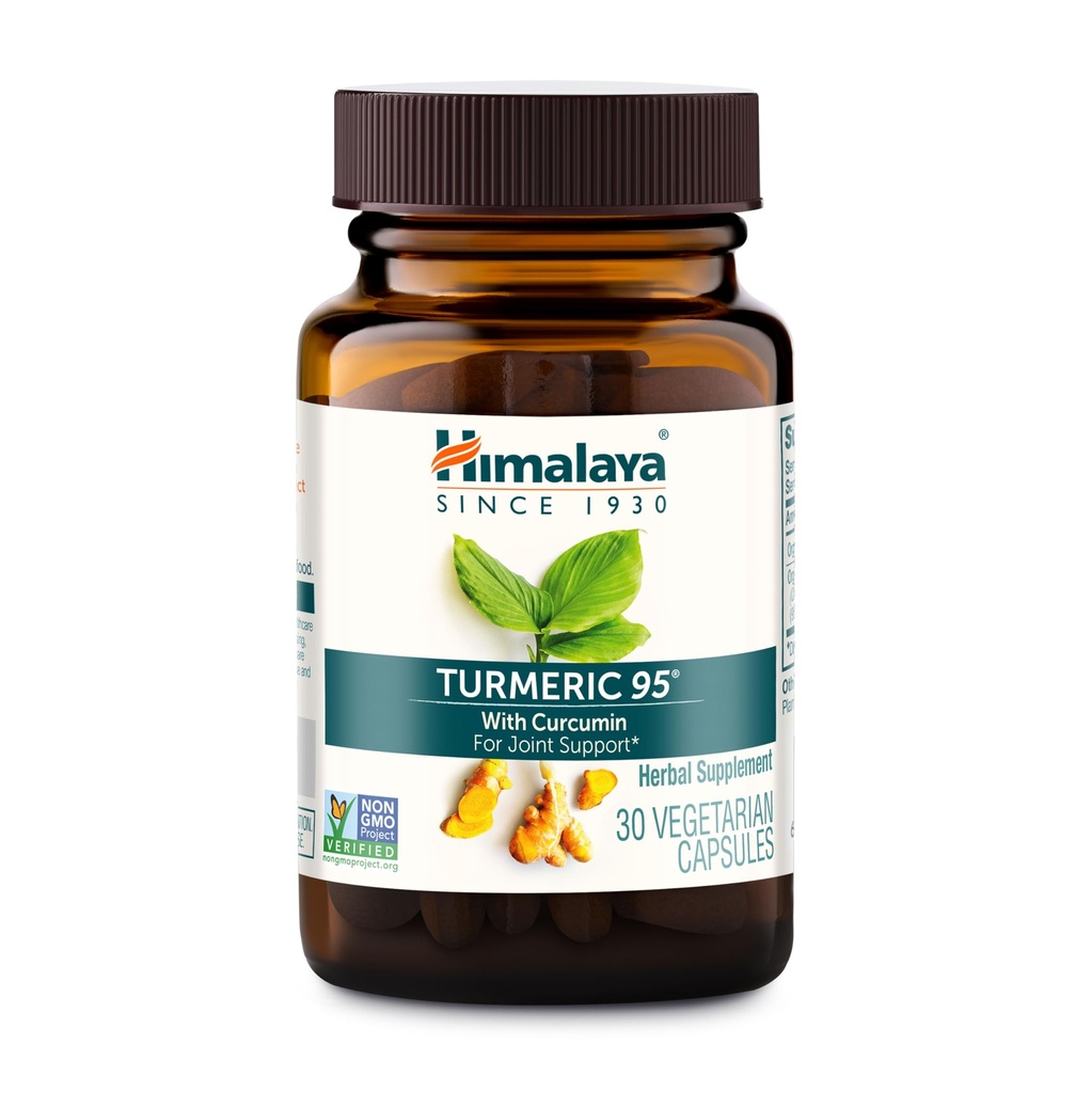 Himaalaja Turmeric 95 - Taimne täiendus kurkumiiniga ühiseks toetuseks ja liikuvuseks, 95% kurkuminoidid - vegan, mitte-GMO, Gluteenivaba, 600 mg, 30 kapslit