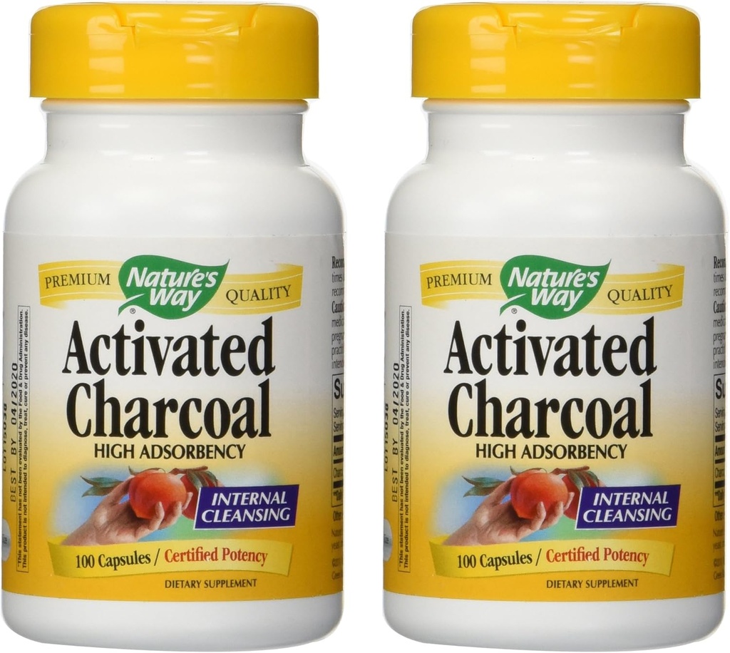 Nature's Way Activated Charcoal High Adsorbency - 100 kapslit 2 pakendis