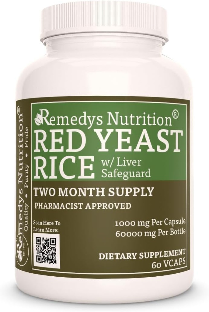 Remedy toitumine Punapärmi riis koos maksakaitsega (Herbal Proprietary Blend) | 1000 mg, 60 Vegankapslit Taimne toidulisand