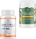 Urolitiin A Supplement 1500MG Plus Brown Rice Protein + Super Greens Pulber Superfood Supplement koos elektrolüütide ja tooniliste maitsetaimedega