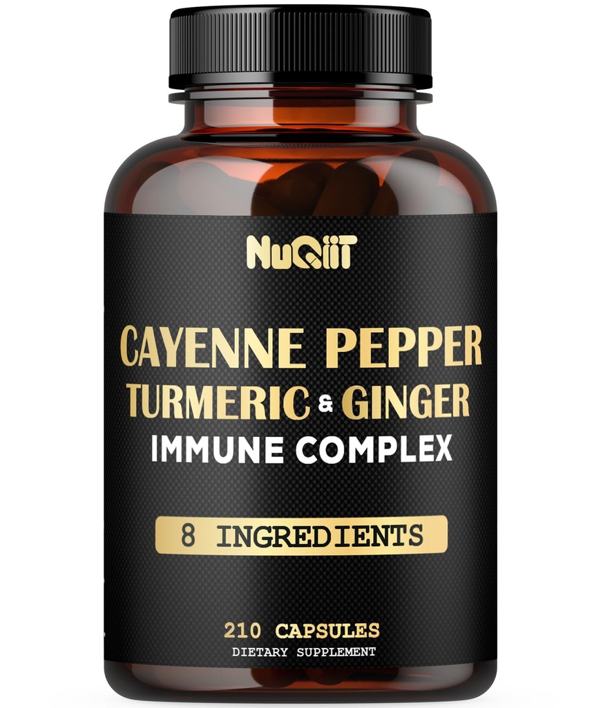 210 pillid - Cayenne piparkapslid orgaaniline kurkum, ingver, immuunsüsteemi tugikompleks nagu Elderberry, Echinacea, küüslauk Bulb - seedimine, südame tervis ja keha juhtimine