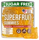 Joyli Superfruit Gummies - Sugar-Free Fruit Multivitamiin Gummies täiskasvanutele - Natural Gummy vitamiinid naistele ja meestele Goji, Elderberry, vitamiinid A, C, D & E - toetab immuunsust, seedimist ja energiat