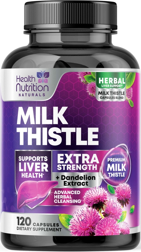 Piimaohakalisand - täiustatud maksa puhastamine Detox & remont Dandelioni juureekstraktiga - looduslik piimaohakas Silymarin Marianum ekstrakt Maksa tervisetoetus, Non-GMO, Bottled USA - 120 kapslit